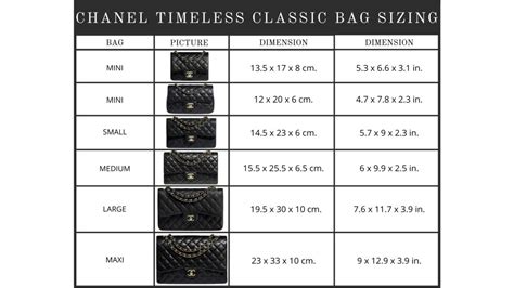 dimensions de chanel|chanel sizes chart.